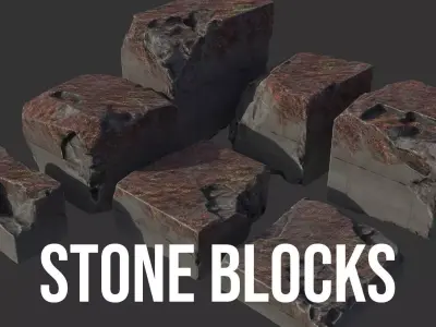 Stone Blocks Low-poly 3D model