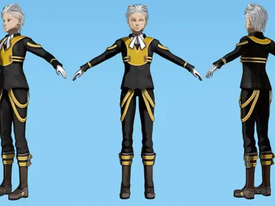 Neko Male Character Acrobatic Stunt animation Low-poly 3D model