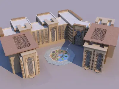 0166 - Islamic Facade Building 3D model