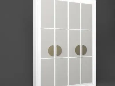 wardrobe with brass knobs 3D model