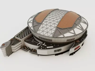 Modern Large Shopping Mall Complex 3D Model - Exterior  Atrium Low-poly 3D model