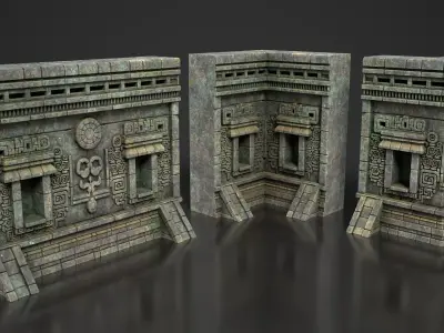 Mayan Temple Wall Modulars 06 250726 Low-poly 3D model