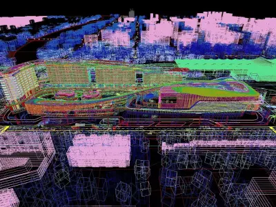 Futuristic Riverside Resort and Mall Complex Cityscape 3D model