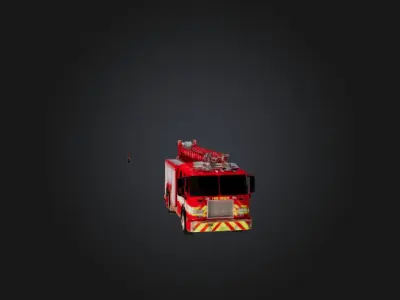 realistic fire truck Low-poly 3D model
