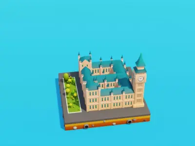 Lowpoly World Landmarks 40 Pack Game Ready Low-poly 3D model