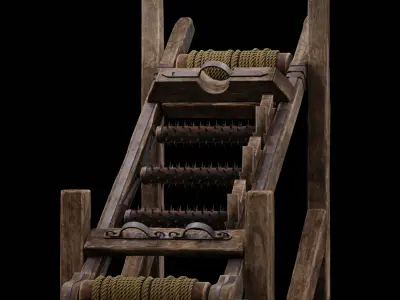 NANITE REAL-TIME MEDIEVAL STRETCHING RACK - TORTURE DEVICE Low-poly 3D model
