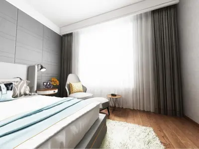Simple and cozy bedroom Vray 3D model-24 3D model