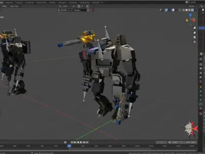 Low Poly Mecha Robot rigged with two animations included Low-poly 3D model
