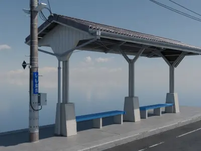 Shimonada Station 4K Textured 3D model Train Station 3D model