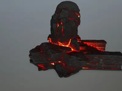 lava skull cave Low-poly 3D model
