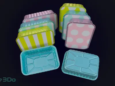 Colored Aluminum foil trays Low-poly 3D model