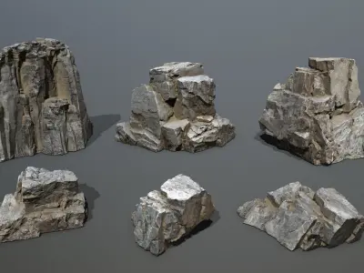Rock Set Low-poly 3D model 50