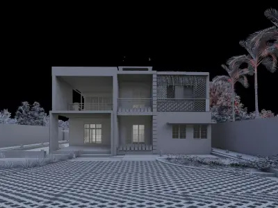 EXTERIOR OF CONTEMPRORY HOUSE 3D model