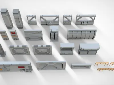 sci-fi Architecture kitbash 4 3D model