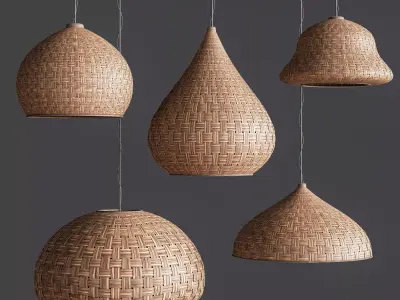Rattan pendant lights 01 3D model