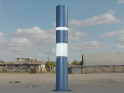 Low-Poly Blue Light Column 29 - Street Light Set-9 Low-poly 3D model