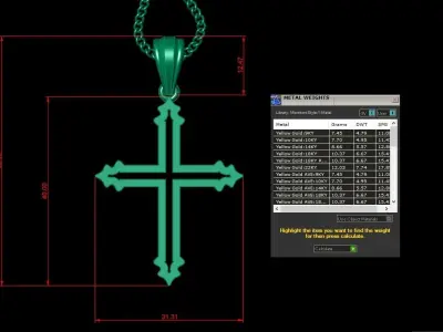 High Cross Pendant Light Gold 18K 4CP028 3D print model
