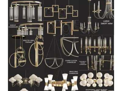 Chandeliers 3d models Collection 10 models Low-poly 3D model 3