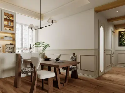 Elegant Classic Living and Dining Room Interior 060 3D model