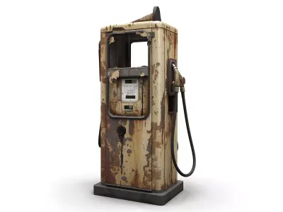 Rusted Vintage Gas Pump 3D Model Post Apocalyptic Prop Low-poly 3D model