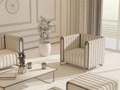 Living Room - 05 Low-poly 3D model