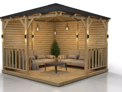 Wooden Gazebo 3D model