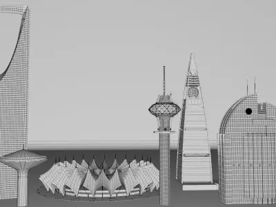 Riyadh Skyscrapers Collection Low-poly 3D model