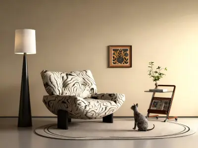 Modern mid-century leisure chair Minotti 3D model