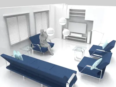 Room with sofa and table  3D model