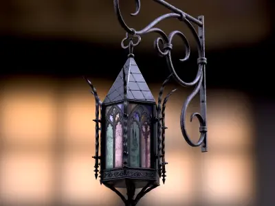 Gothic Street Lantern Low-poly 3D model