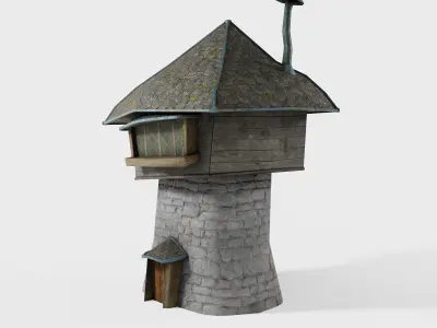 Medieval Fantasy Tower House Low-poly 3D model
