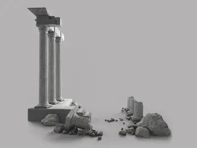 Damaged Pillars 3D model