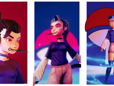 Female character with mangekyo sharingan naruto anime Low-poly 3D model