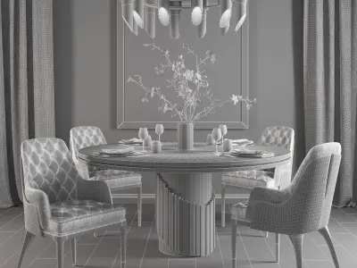luxxu Charla Dining Chair Table 3D model