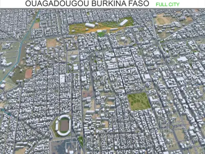 Ouagadougou Burkina Faso 30km AI Low-poly 3D model