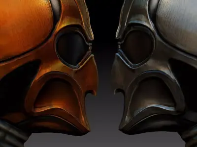 Alien Helmet two colors Low-poly 3D model