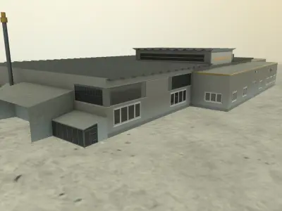 EDDB Lufthansa Technic Hangar Low-poly 3D model