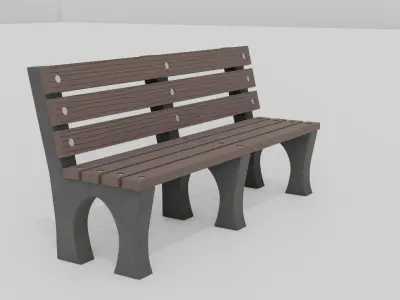 Outdoor Wooden Bench 2 Low-poly 3D model