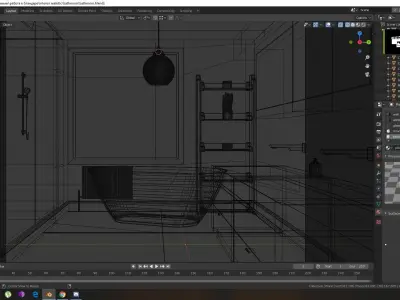 Realistic modern bathroom 3D model