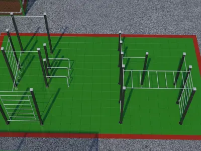 Mini stadiums and street fitness Badminton tennis 3D model