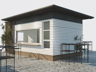 Small cafe Low-poly 3D model