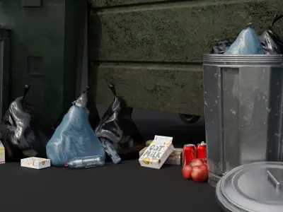 Urban Trash set Low-poly 3D model
