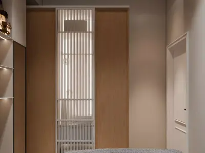 modern bedroom and bathroom 3D model