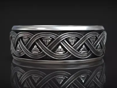 Antique Byzantine Leaf Ornate Wedding Band 3D print model