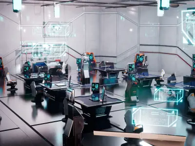 SciFi Office 16 Assets Low-poly 3D model