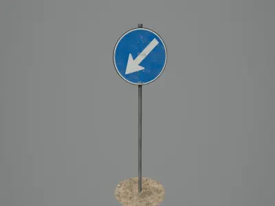 Road Sign 06 - Mandatory Way - Left Low-poly 3D model