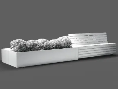 bench711 wooden bench with plants in it 3D model