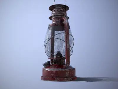 Lantern Low poly PBR old Low-poly 3D model