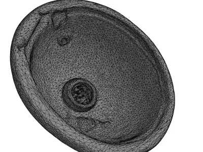 Grungy Rusted Porcelain Sink Basin Low-poly 3D model