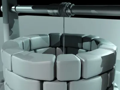 well 3D model pile of bricks 3D model